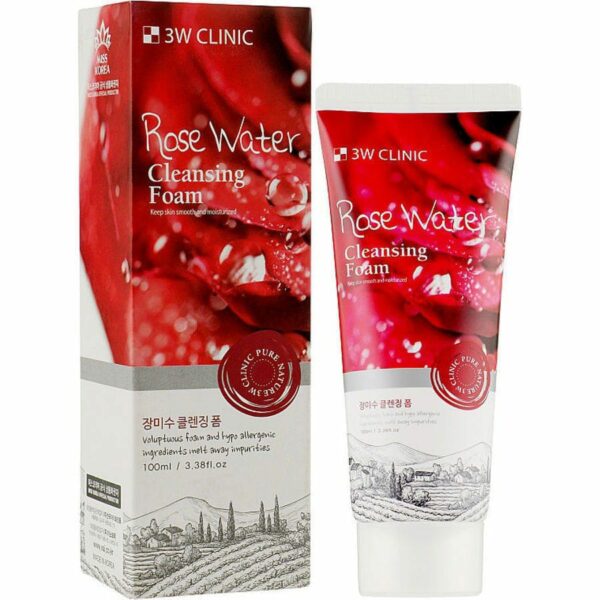 3W clinic rose water cleansing foam