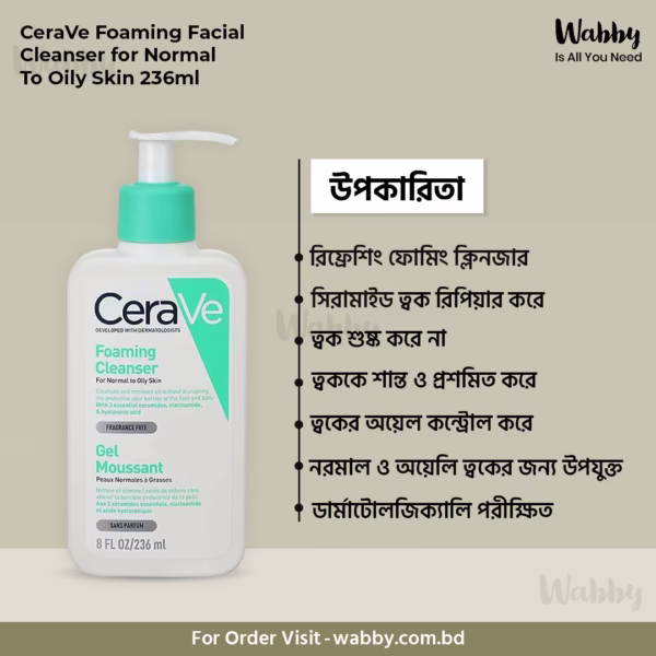 CeraVe Foaming Facial Cleanser for Normal To Oily Skin__236ml